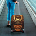Old Japanese Samurai Mask Print Luggage Cover