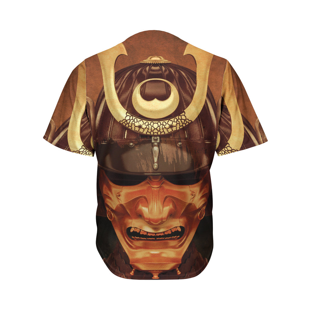 Old Japanese Samurai Mask Print Men's Baseball Jersey