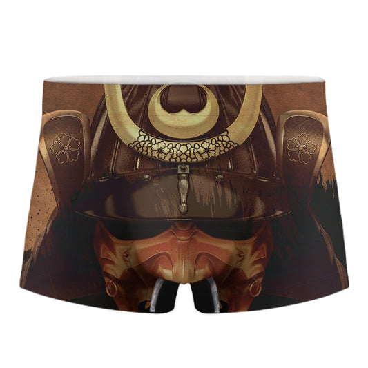 Old Japanese Samurai Mask Print Men's Boxer Briefs