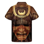 Old Japanese Samurai Mask Print Men's Short Sleeve Shirt