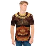 Old Japanese Samurai Mask Print Men's T-Shirt