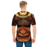 Old Japanese Samurai Mask Print Men's T-Shirt
