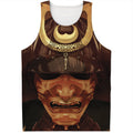 Old Japanese Samurai Mask Print Men's Tank Top