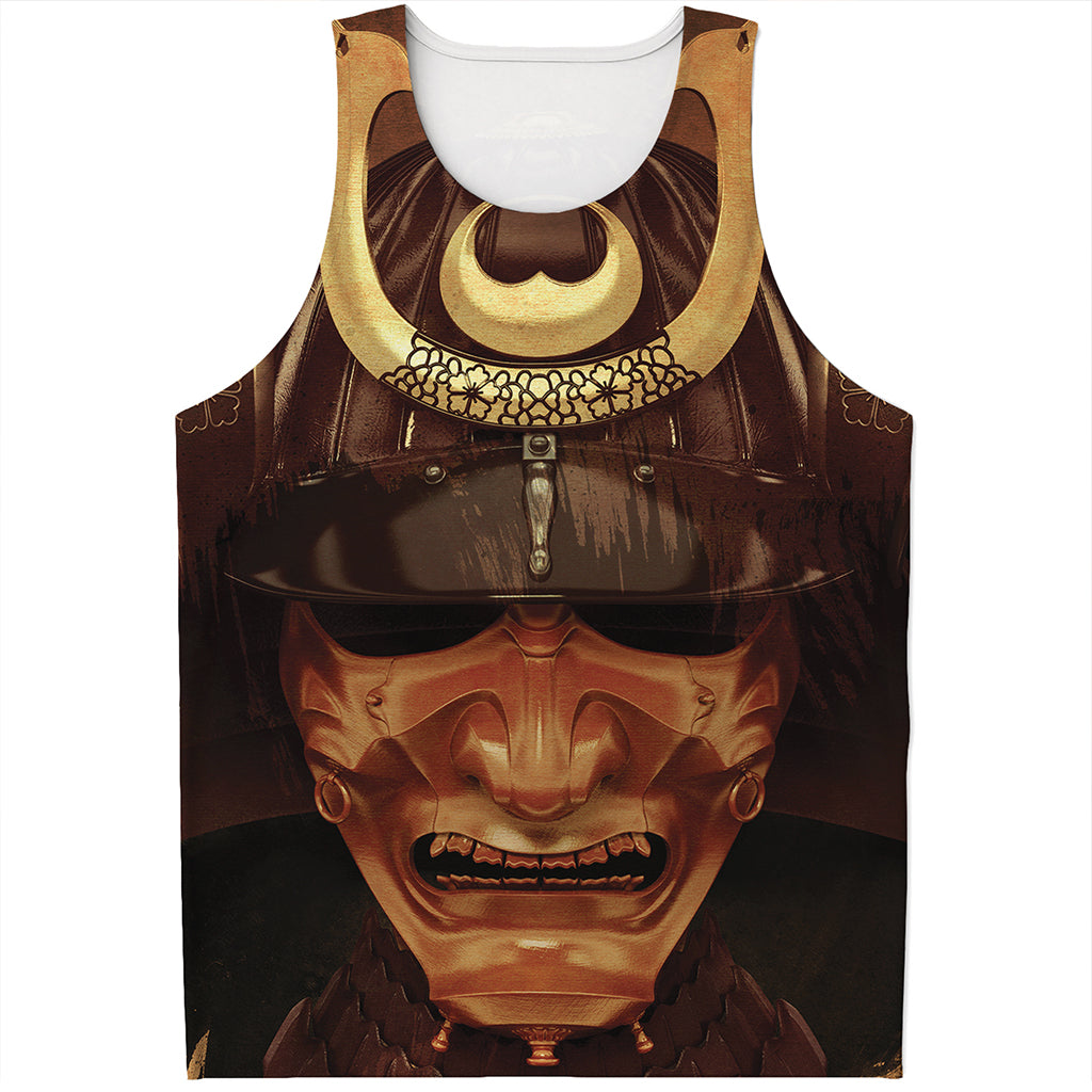 Old Japanese Samurai Mask Print Men's Tank Top