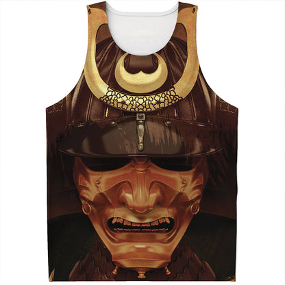 Old Japanese Samurai Mask Print Men's Tank Top