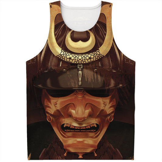 Old Japanese Samurai Mask Print Men's Tank Top
