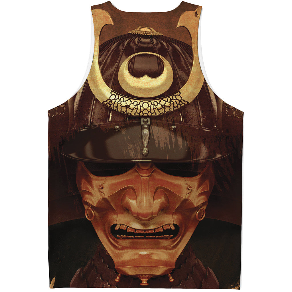 Old Japanese Samurai Mask Print Men's Tank Top
