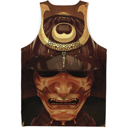 Old Japanese Samurai Mask Print Men's Tank Top