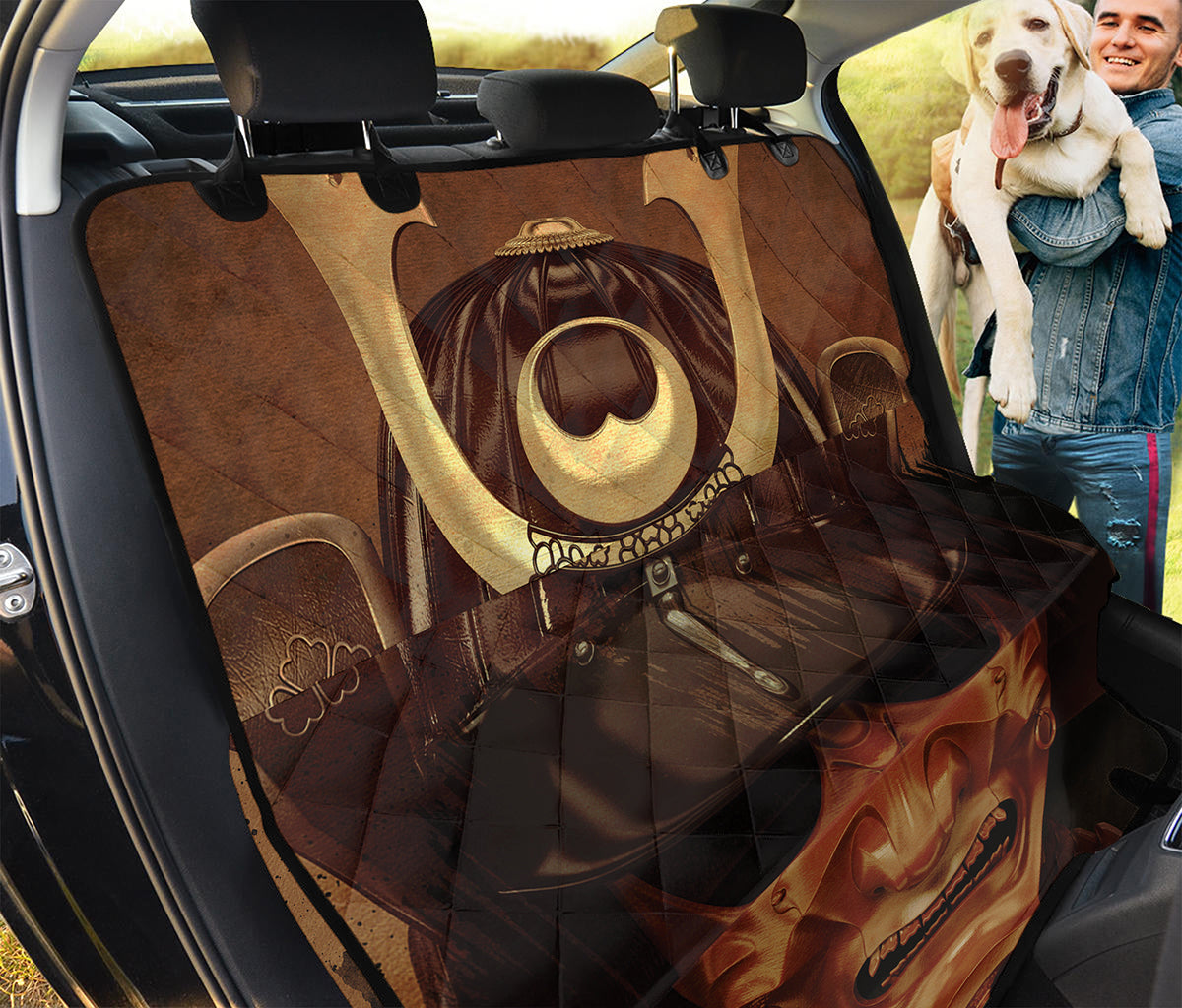 Old Japanese Samurai Mask Print Pet Car Back Seat Cover