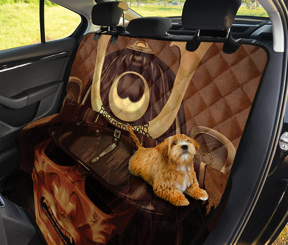 Old Japanese Samurai Mask Print Pet Car Back Seat Cover