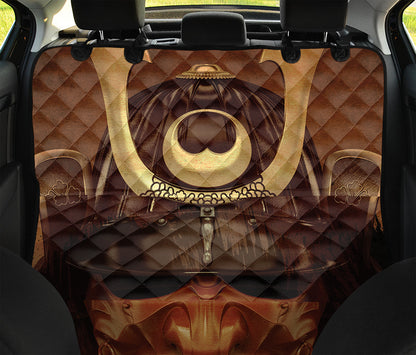 Old Japanese Samurai Mask Print Pet Car Back Seat Cover