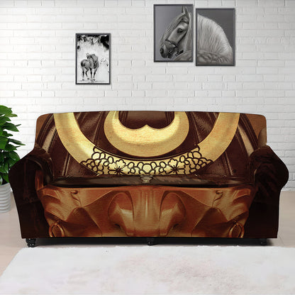 Old Japanese Samurai Mask Print Sofa Cover