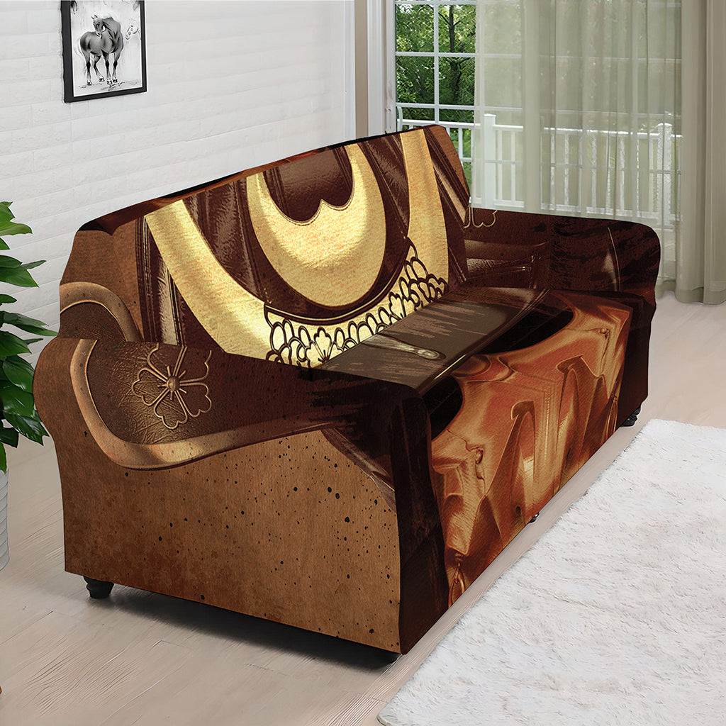Old Japanese Samurai Mask Print Sofa Cover