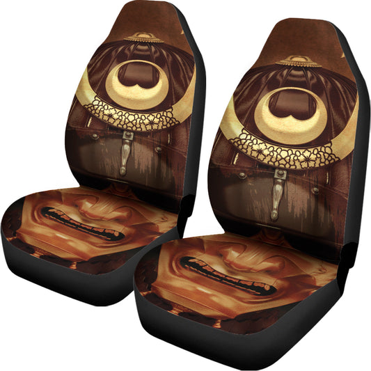 Old Japanese Samurai Mask Print Universal Fit Car Seat Covers