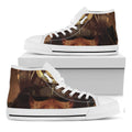 Old Japanese Samurai Mask Print White High Top Sneakers