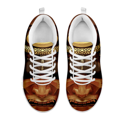 Old Japanese Samurai Mask Print White Sneakers
