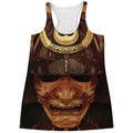 Old Japanese Samurai Mask Print Women's Racerback Tank Top