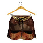 Old Japanese Samurai Mask Print Women's Shorts