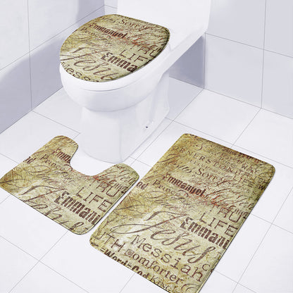 Old Religious Words Print 3 Piece Bath Mat Set