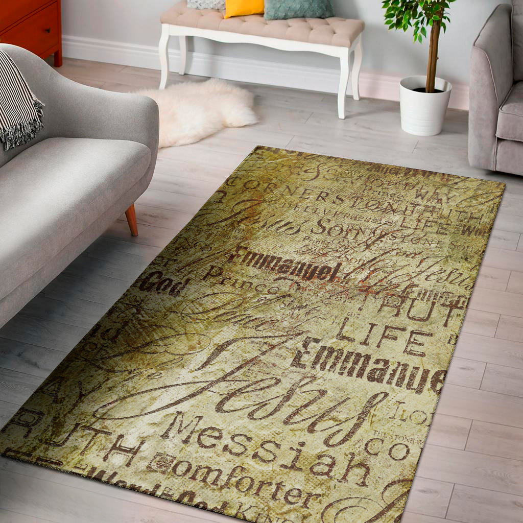 Old Religious Words Print Area Rug