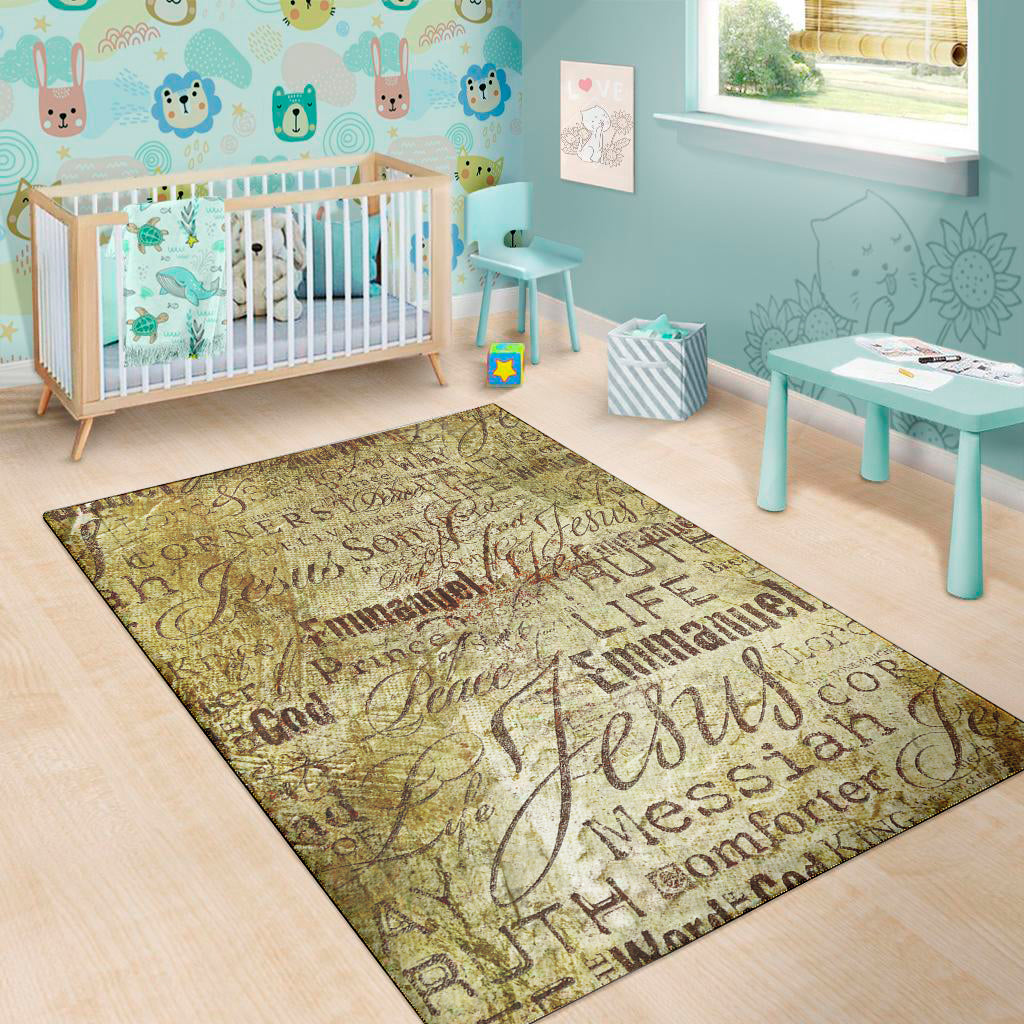 Old Religious Words Print Area Rug