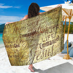 Old Religious Words Print Beach Sarong Wrap