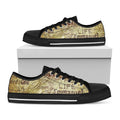 Old Religious Words Print Black Low Top Sneakers