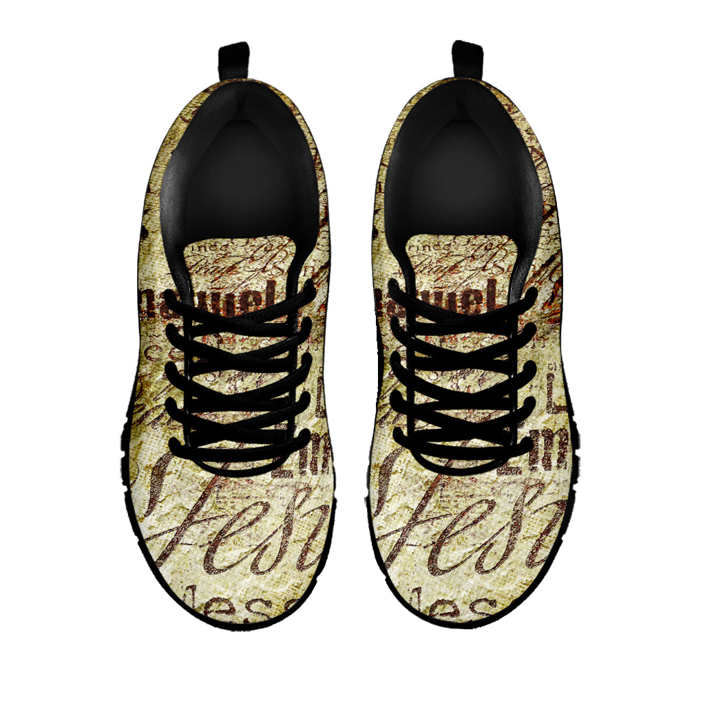 Old Religious Words Print Black Sneakers