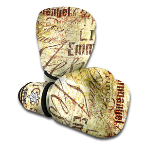 Old Religious Words Print Boxing Gloves