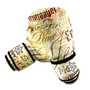 Old Religious Words Print Boxing Gloves