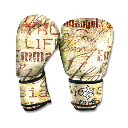 Old Religious Words Print Boxing Gloves