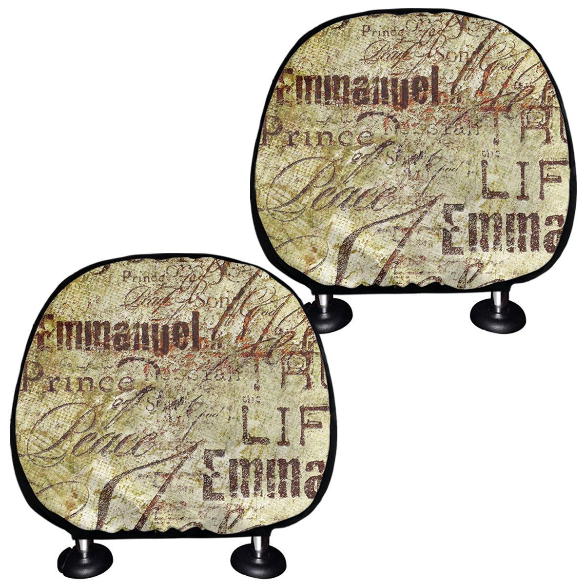 Old Religious Words Print Car Headrest Covers