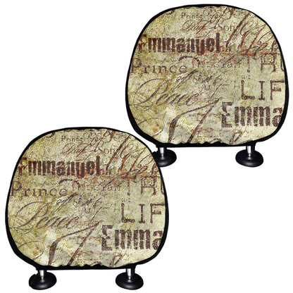 Old Religious Words Print Car Headrest Covers