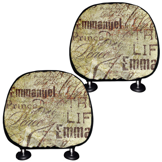 Old Religious Words Print Car Headrest Covers