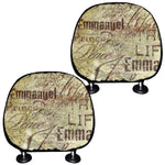 Old Religious Words Print Car Headrest Covers