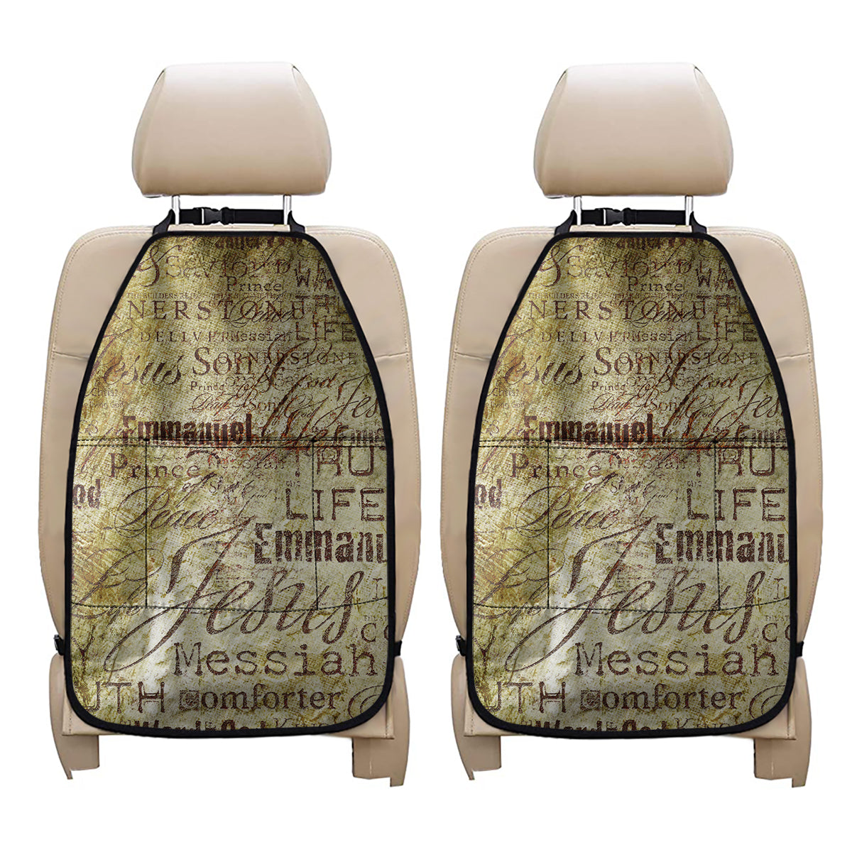 Old Religious Words Print Car Seat Organizers