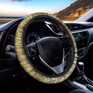 Old Religious Words Print Car Steering Wheel Cover