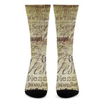 Old Religious Words Print Crew Socks