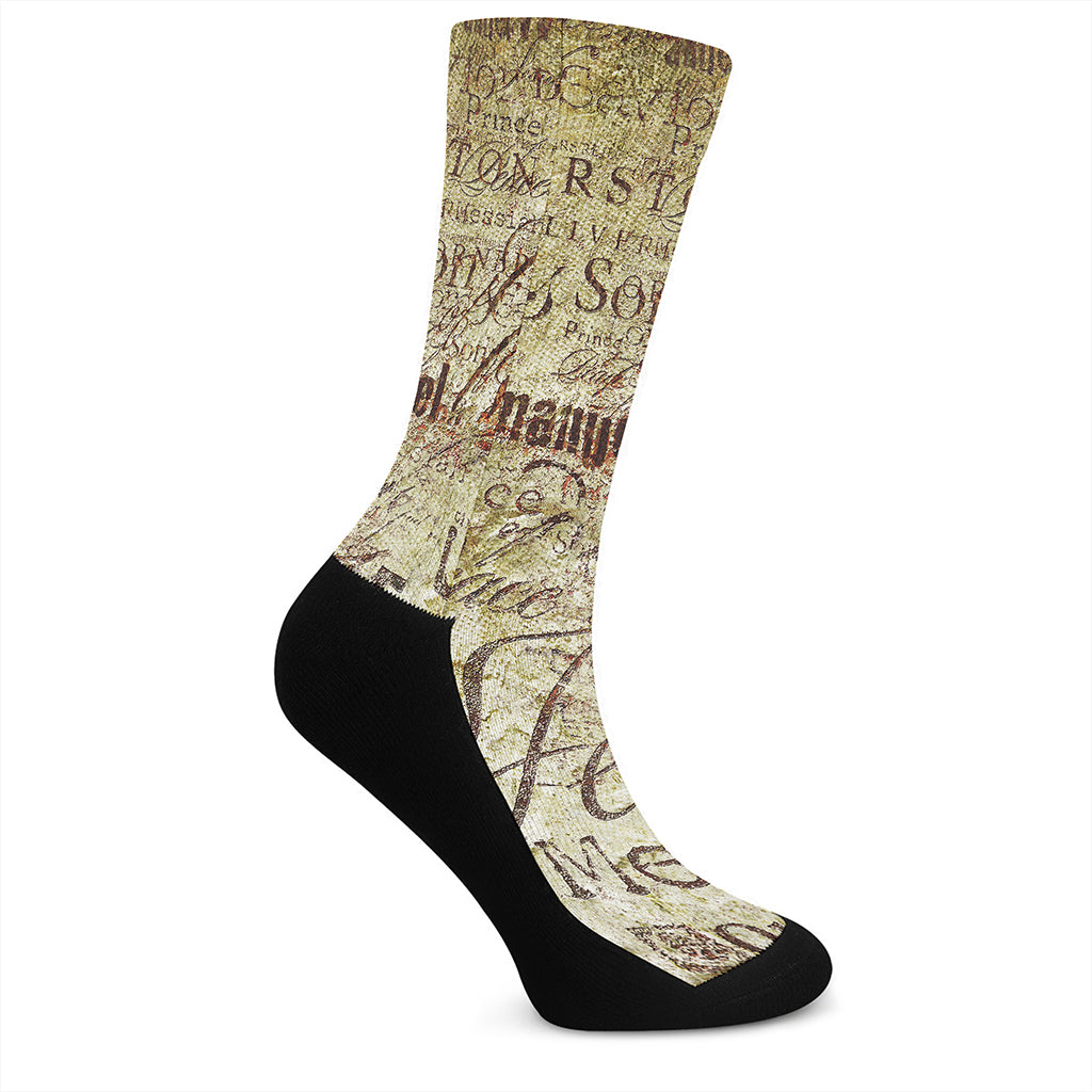 Old Religious Words Print Crew Socks