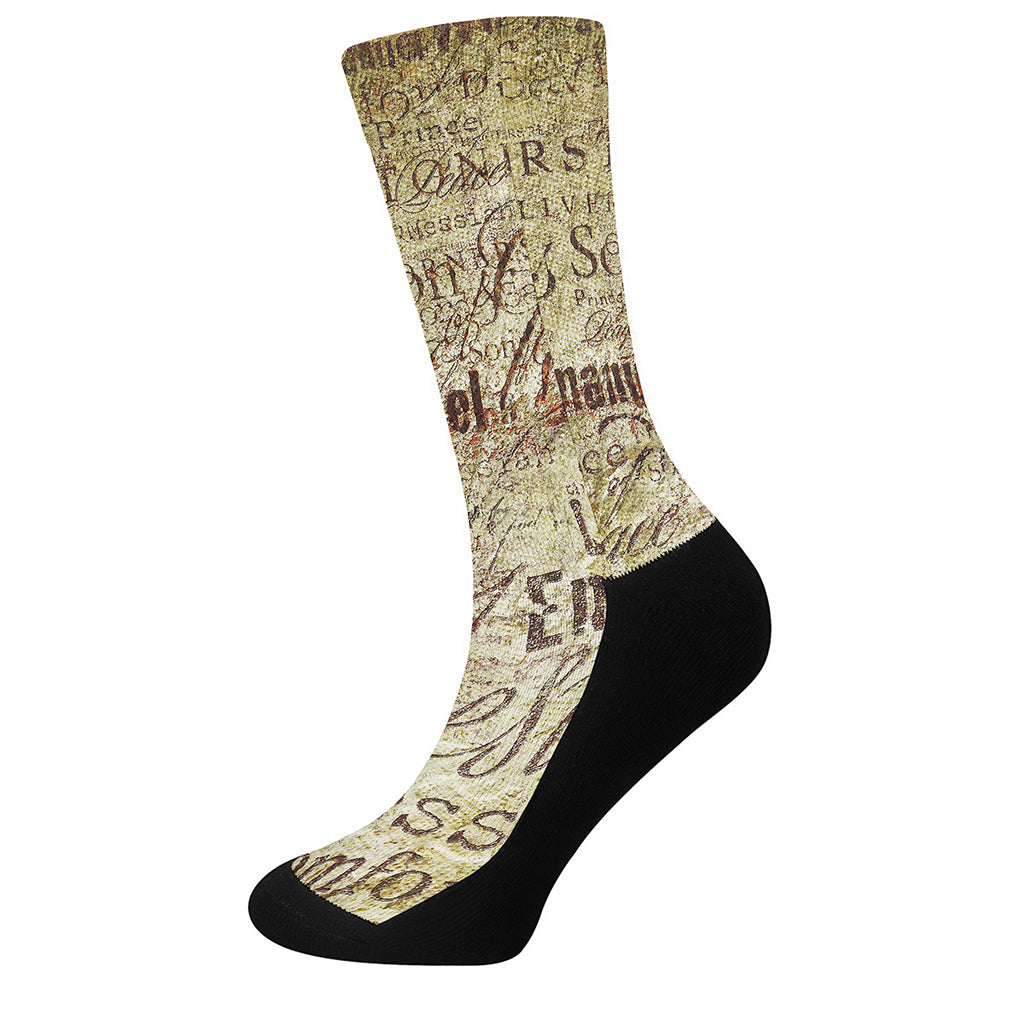 Old Religious Words Print Crew Socks