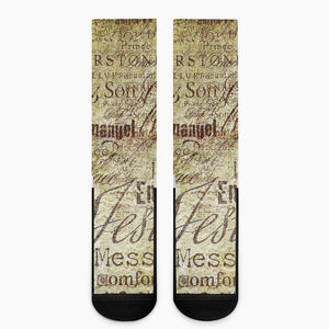 Old Religious Words Print Crew Socks