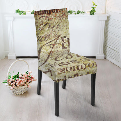 Old Religious Words Print Dining Chair Slipcover
