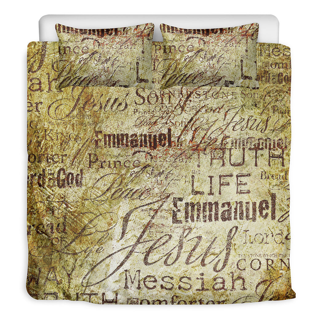 Old Religious Words Print Duvet Cover Bedding Set