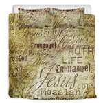 Old Religious Words Print Duvet Cover Bedding Set