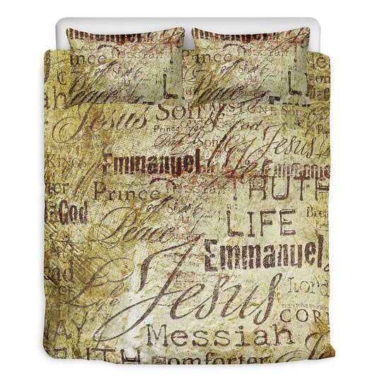 Old Religious Words Print Duvet Cover Bedding Set