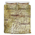 Old Religious Words Print Duvet Cover Bedding Set