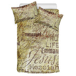 Old Religious Words Print Duvet Cover Bedding Set