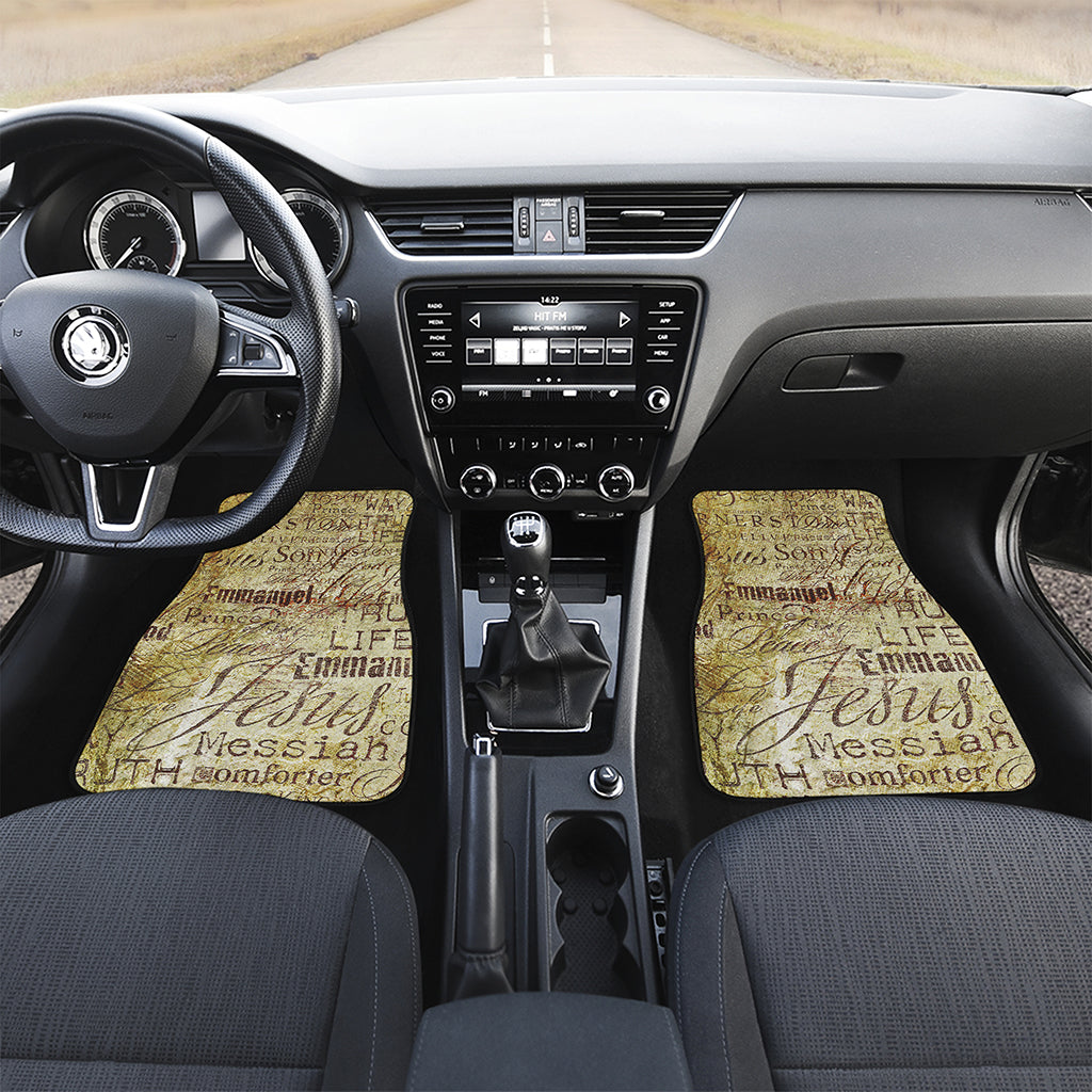 Old Religious Words Print Front and Back Car Floor Mats