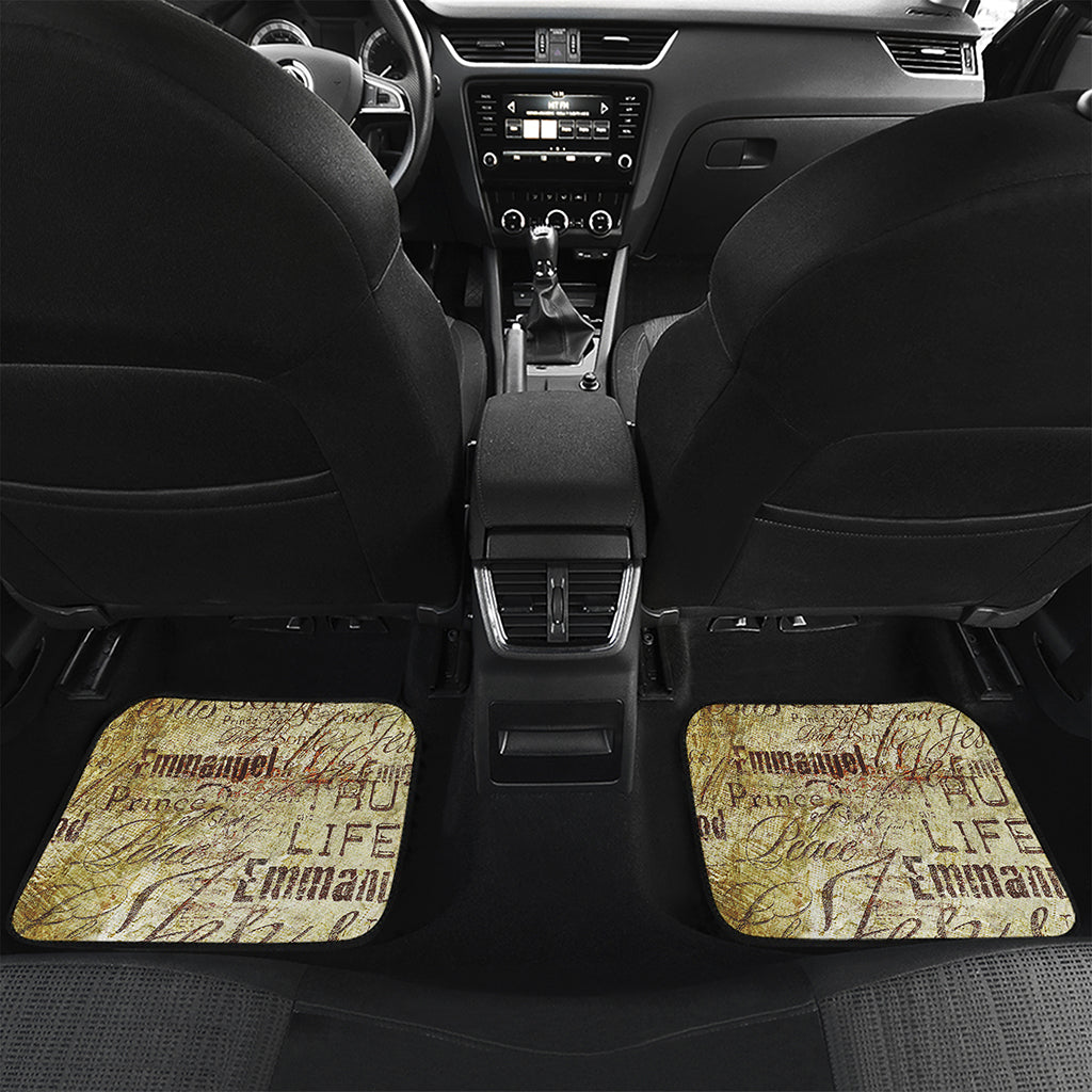 Old Religious Words Print Front and Back Car Floor Mats