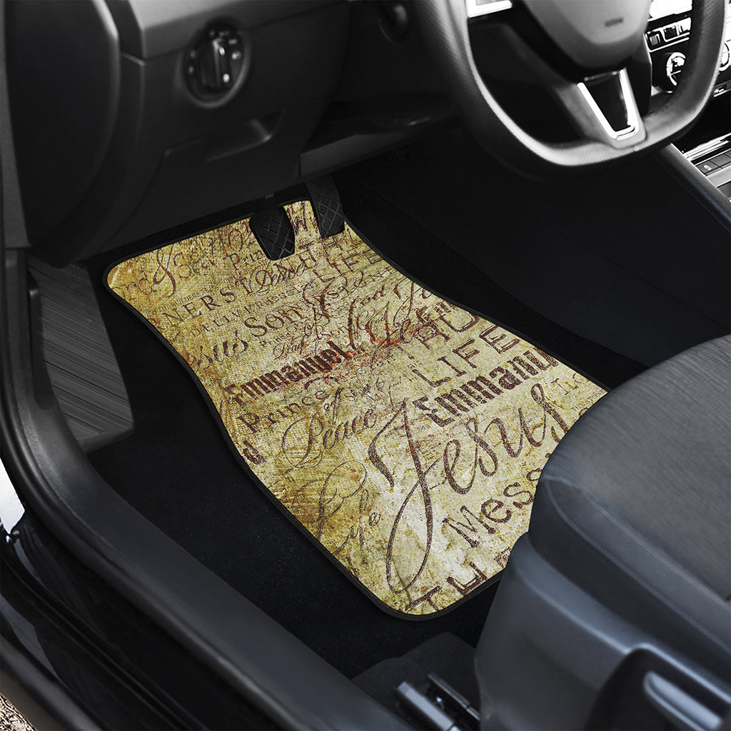 Old Religious Words Print Front and Back Car Floor Mats